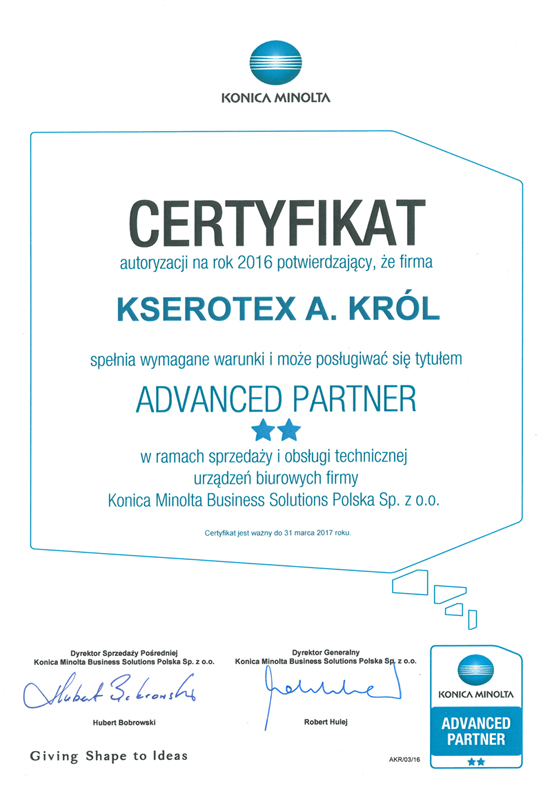 KSEROTEX - certyfikat